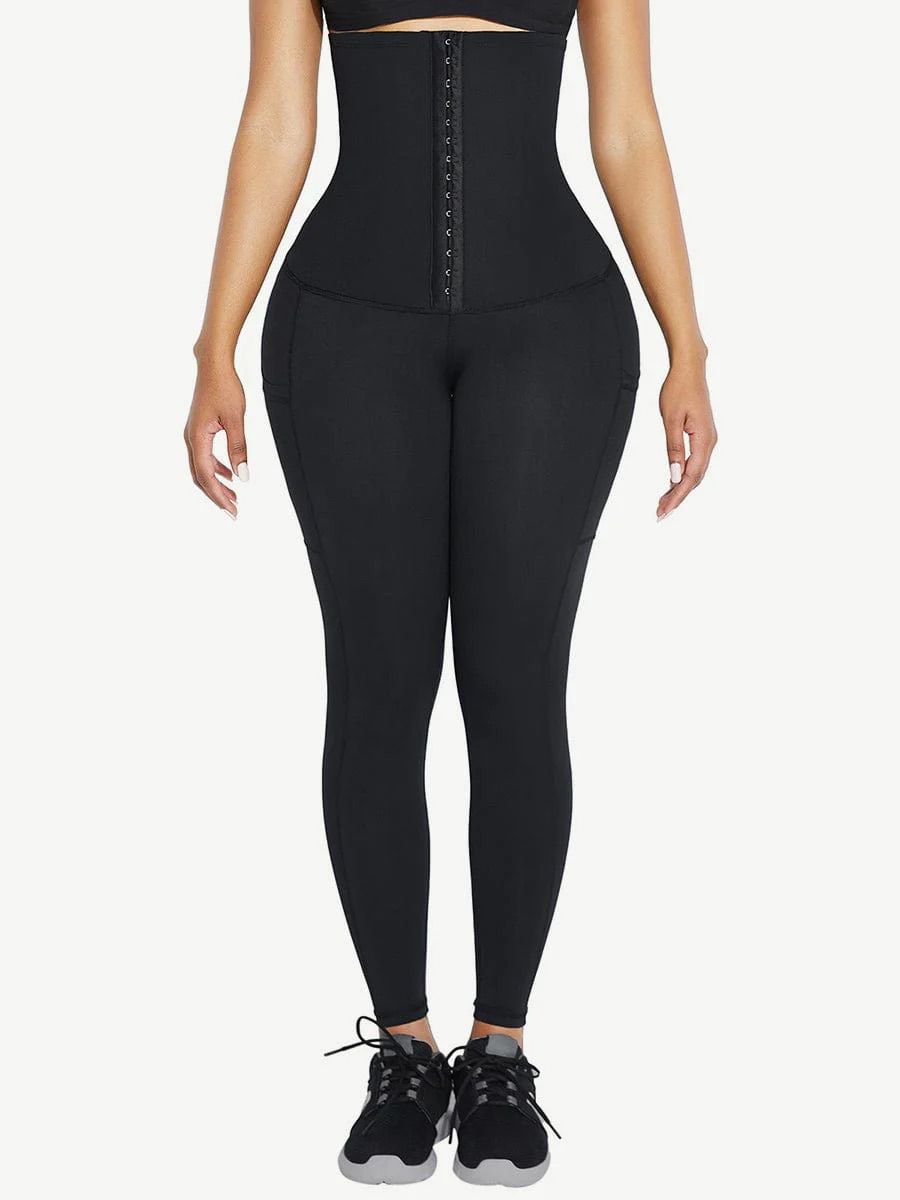 High-Waist 2-in-1 Waist Trainer Compression Leggings